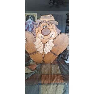 "Big Foot" Clown Figure- wooden wall hanging- 18"x17” handcrafted- htf version